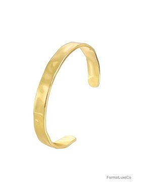 Brass Hammered Textured Open Cuff Bangle Bracelets for Women